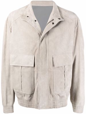 Z Zegna leather field jacket - Grey