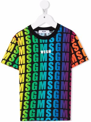 MSGM Kids all-over logo print T-shirt - Blue