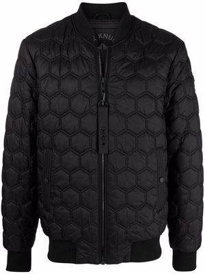 Moose Knuckles honeycomb-quilted logo-patch jacket - Black