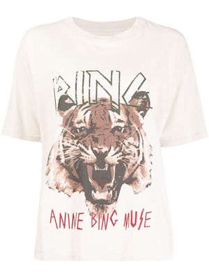 ANINE BING Tiger-print organic-cotton T-shirt - Neutrals