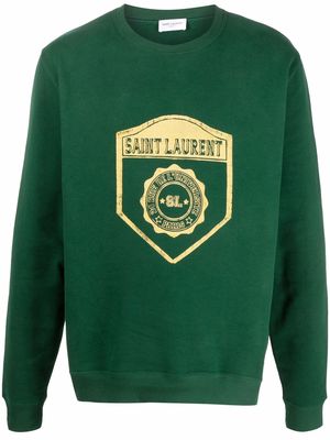 Saint Laurent University crest print sweatshirt - Green