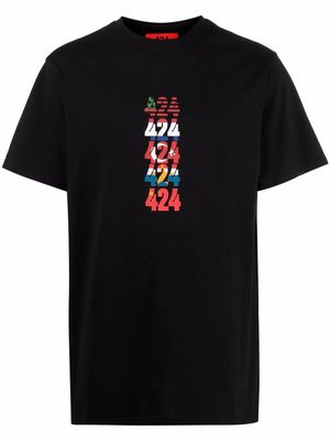424 Flags-print short-sleeve T-shirt - Black