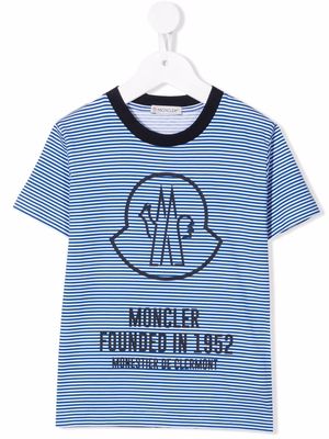 Moncler Enfant logo-print striped T-shirt - Blue