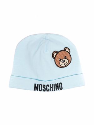Moschino Kids Teddy Bear logo beanie - Blue