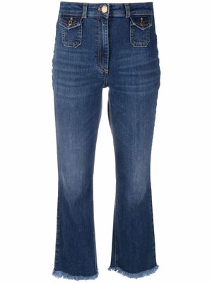 Elisabetta Franchi frayed-edge cropped jeans - Blue