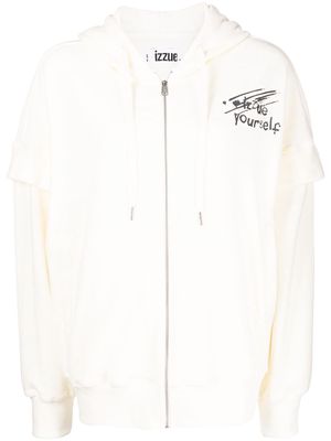 izzue chest logo-print hoodie - White