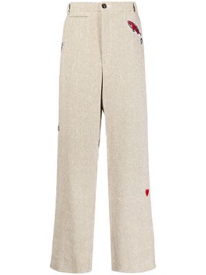 DUOltd patch-detailed straight-leg trousers - Brown
