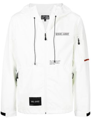 izzue logo-print hooded jacket - White