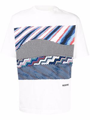 Missoni logo embroidered knit panelled T-shirt - White