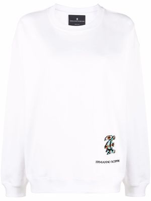 Ermanno Scervino logo-patch long-sleeve sweatshirt - White