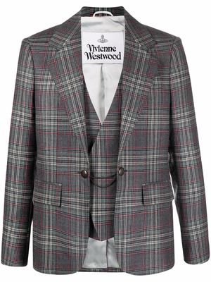 Vivienne Westwood check-print layered blazer - Grey