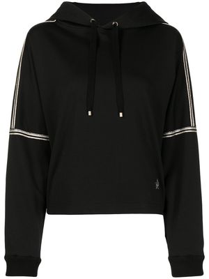 Lorena Antoniazzi stripe-trim cotton-blend hoodie - Black