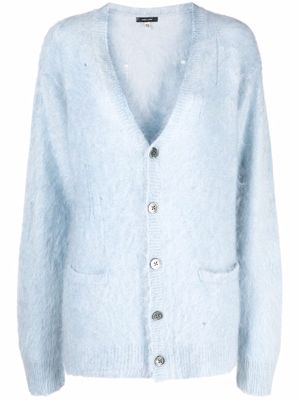 R13 distressed-finish button-front cardigan - Blue