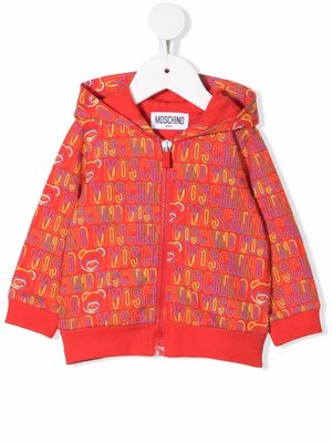 Moschino Kids all-over logo print hoodie - Red