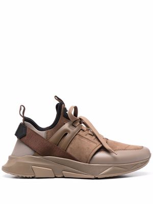 TOM FORD panelled lace-up sneakers - Brown