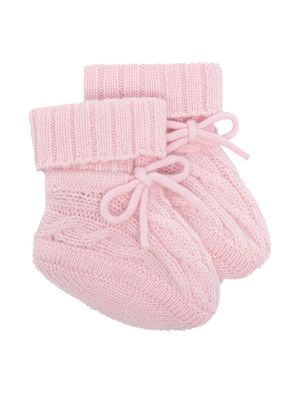 N.PEAL KIDS cable-knit booties - Pink