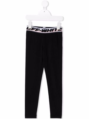Off-White Kids logo-waistband leggings - Black