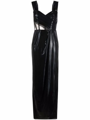 Marchesa Notte sheer-panel sleeveless dress - Black