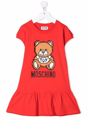 Moschino Kids Teddy Bear intarsia logo dress - Red