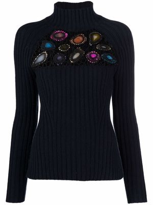 Gabriela Hearst Joven crochet-panel cashmere jumper - Blue