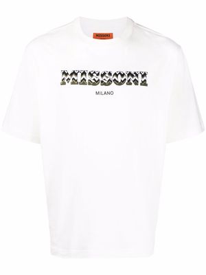 Missoni zigzag-logo embroidered cotton T-shirt - White