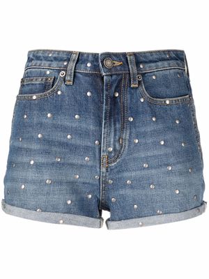 Saint Laurent stud-embellished jean shorts - Blue