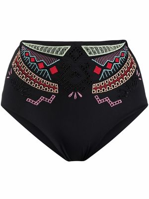 Ermanno Scervino high-waisted embroidered bikini bottom - Black
