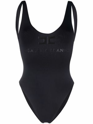 Elisabetta Franchi logo-print scoop-neck swimsuit - Black