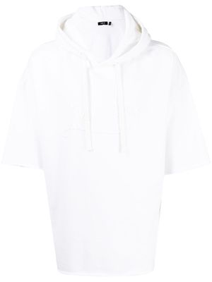 FIVE CM embroidered-logo short-sleeve hoodie - White