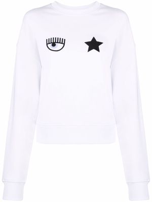 Chiara Ferragni eye-embroidered cotton sweatshirt - White