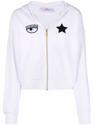 Chiara Ferragni Eye Star zipped cropped hoodie - White