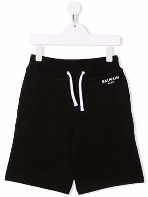 Balmain Kids logo-print detail shorts - Black