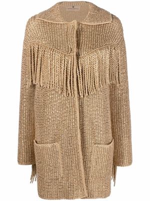 Ermanno Scervino metallic fringed card-coat - Gold