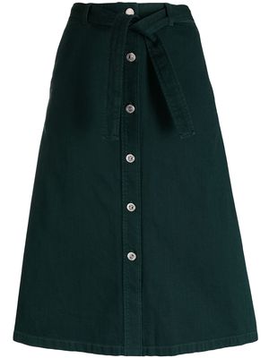 A.P.C. buttoned A-line skirt - Green