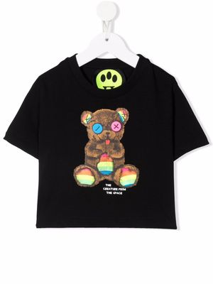 Barrow kids teddy bear print cotton T-shirt - Black