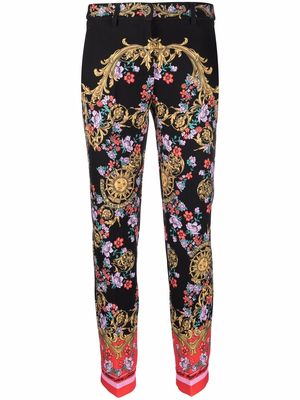 Versace Jeans Couture baroque print fitted trousers - Black