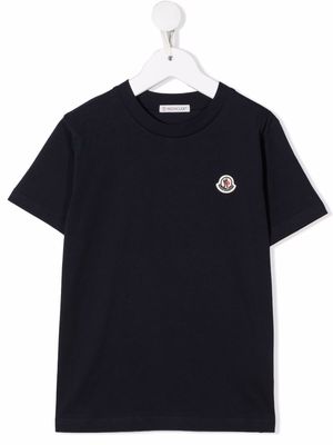 Moncler Enfant logo-patch T-shirt - Blue