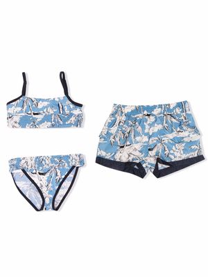 Moncler Enfant floral-print bikini swim set - Blue