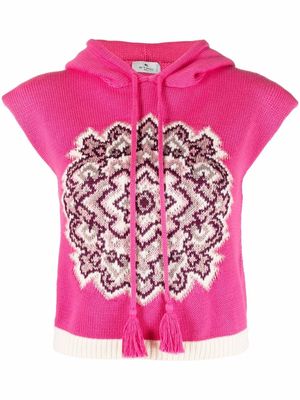 ETRO patterned jacquard sleeveless hoodie - Pink