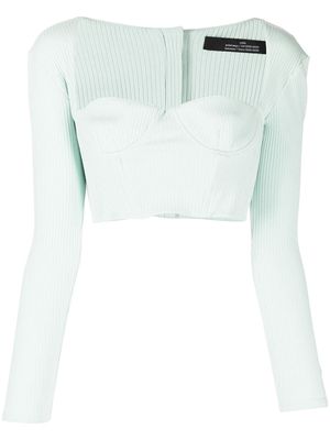 Rokh ribbed sweetheart-neck top - Green