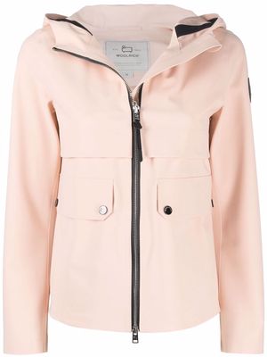 Woolrich logo-patch hooded zip-front jacket - Pink