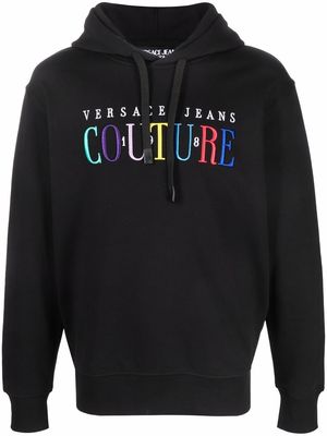 Versace Jeans Couture embroidered-logo cotton hoodie - Black