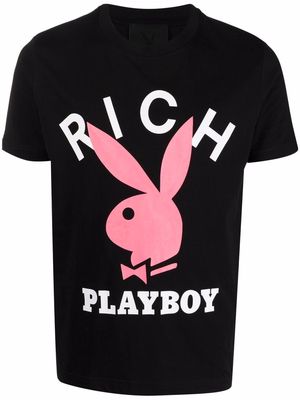 John Richmond x Playboy logo-print T-shirt - Black