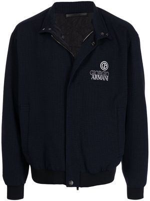 Giorgio Armani logo-embroidered bomber jacket - Blue