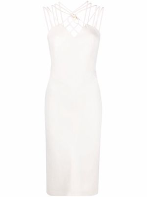 Alberta Ferretti strap-detail mid-length dress - White