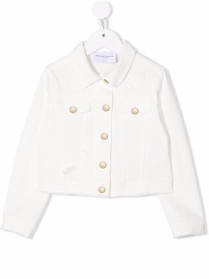 Ermanno Scervino Junior frayed denim jacket - White