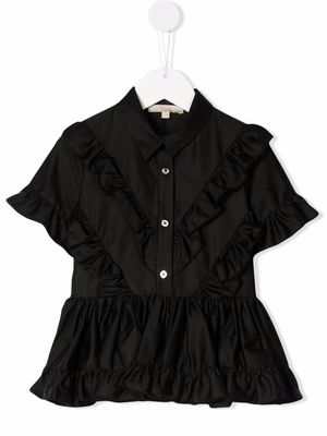 ELIE SAAB JUNIOR short-sleeved ruffled blouse - Black