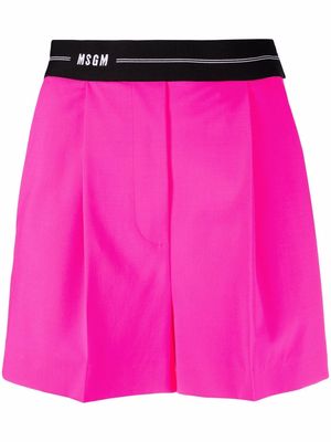 MSGM logo-waistband tailored shorts - Pink