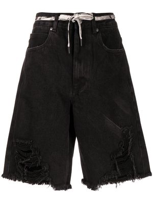 izzue distressed knee-length denim shorts - Black