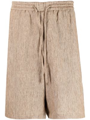 Emporio Armani drawstring linen bermuda shorts - Brown